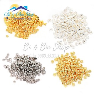 Hạt bi chặn nhỏ 1mm, 2mm kẹp chốt đầu dây màu bạc làm làm dây chuyền, vòng đeo tay, trang sức handmade