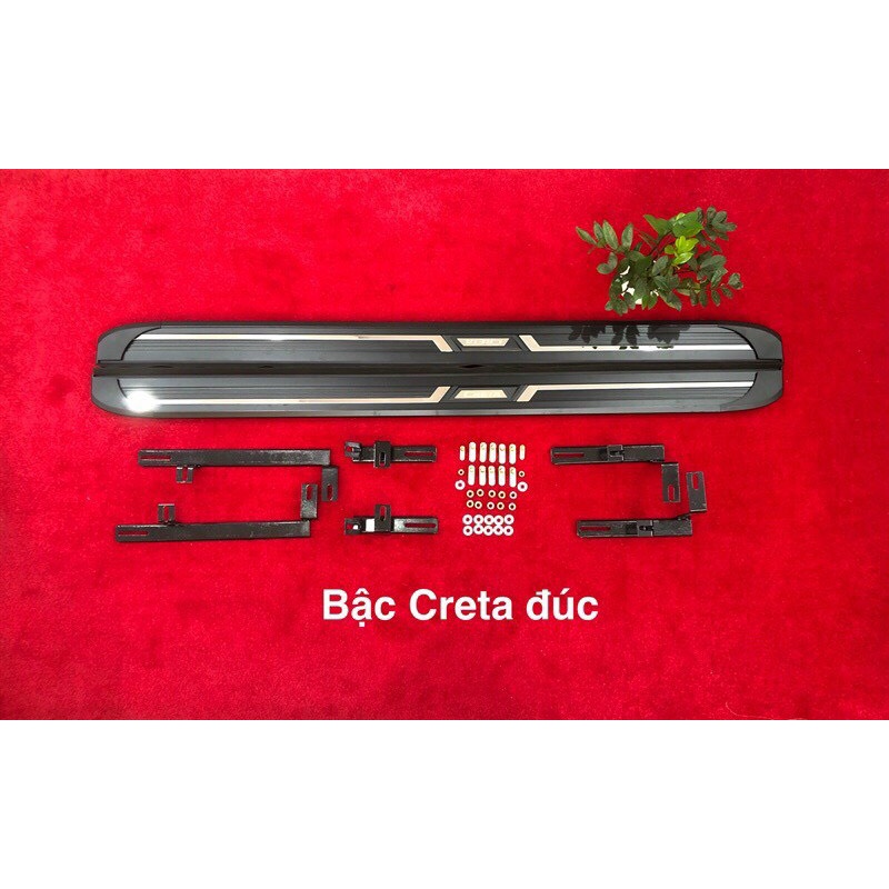 Bậc lên xuống xe Hyundai Creta 2022-2026, mẫu đen đúc chỉ inox, Bậc bước chân Creta full mẫu cao cấp