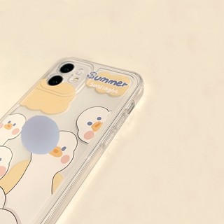 Ốp iphone - Ốp lưng iphone trong suốt cạnh vuông bảo vệ camera những chú vịt má hồng dành cho ip 6 đến 16promax - u008