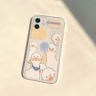 Ốp iphone - Ốp lưng iphone trong suốt cạnh vuông bảo vệ camera những chú vịt má hồng dành cho ip 6 đến 16promax - u008