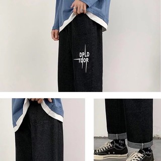 Quần Jeans Ống Rộng Dáng Suông,Thời Trang  Unisex,Quần Bò Baggy Form Rộng Nam Nữ, -QJ018-Chất Vải Jeans Dầy Dặn