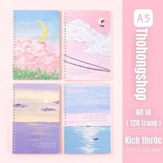 Sổ Gáy Lò Xo A5 Tranh Sơn Dầu Phong Cảnh - Thỏ Hồng VPP