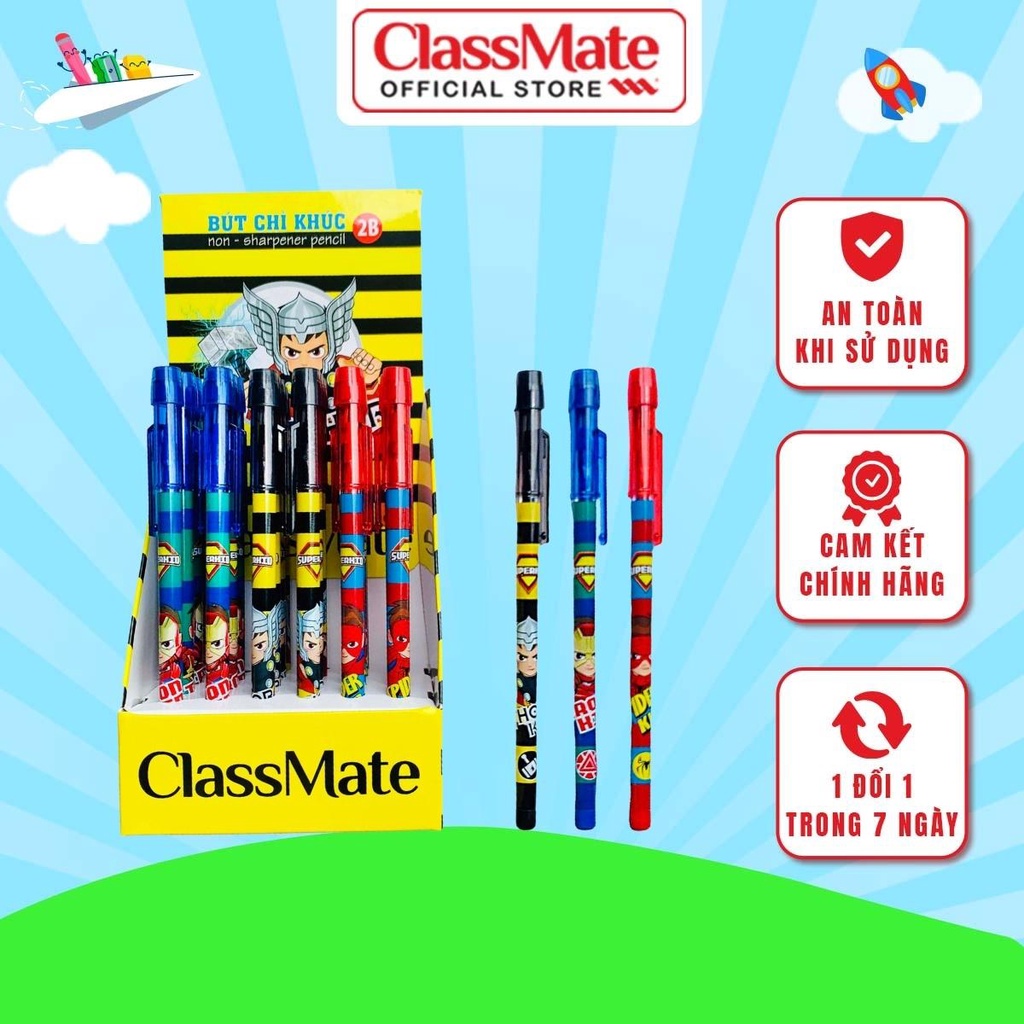 Hộp 24 Bút Chì Khúc 2B Có Tẩy CLASSMATE Hình Siêu Nhân Dễ Thương, Nét ...