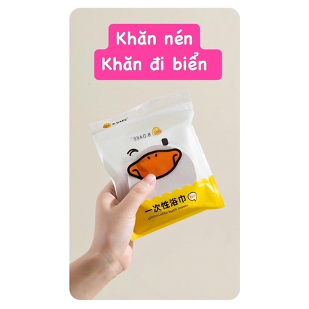 Khăn Tắm Nén Đi Biển 70x140cm Hình Chú Vịt Vàng(   Hót)