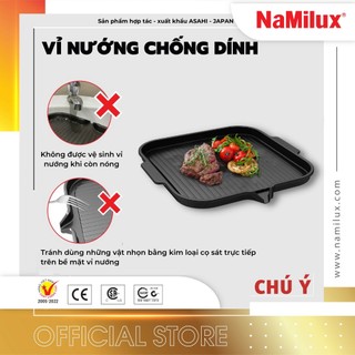 Chảo Nướng/Vỉ Nướng Chống Dính Không Khói NaMilux NHGP31F│Phủ Lớp Chống Dính Teflon Whitford│Có Rãnh Thoát Mỡ│Chính Hãng