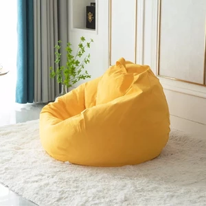 Vỏ ghế lười Vỏ bọc sofa lười hạt xốp 3II HOME hình trái lê Size L100x120 CM màu vàng vải nhung gân.