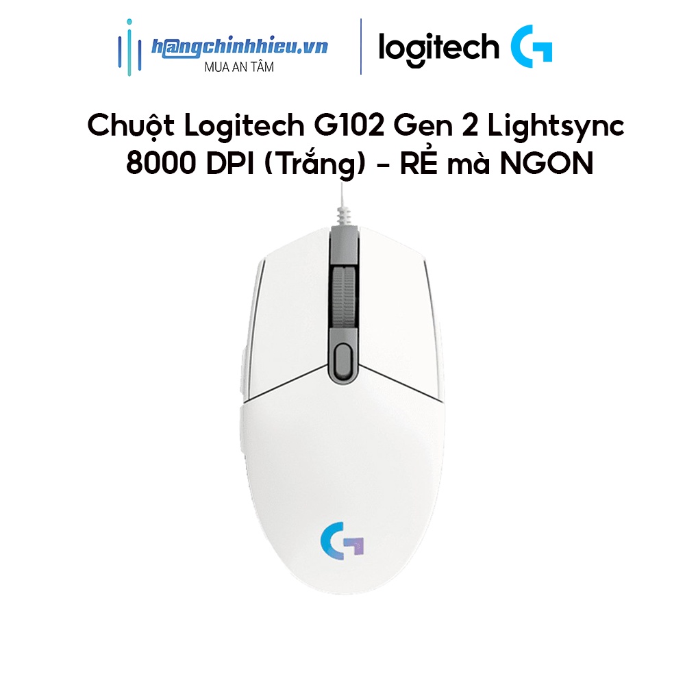 Chuột Logitech G102 Gen 2 Lightsync 8000 DPI (Trắng)