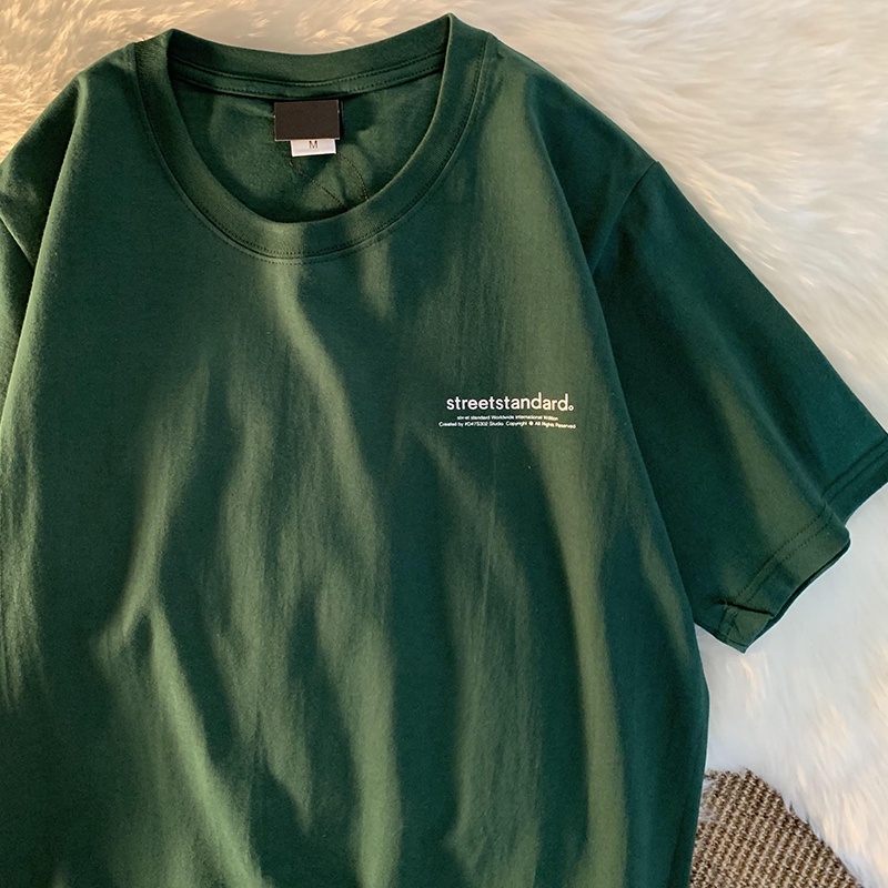 Áo Thun Tee Nam Tay Lỡ HappyFamily Màu Xanh Rêu Hot Trend In Góc Streetstandard Cotton 100 Cao Cấp
