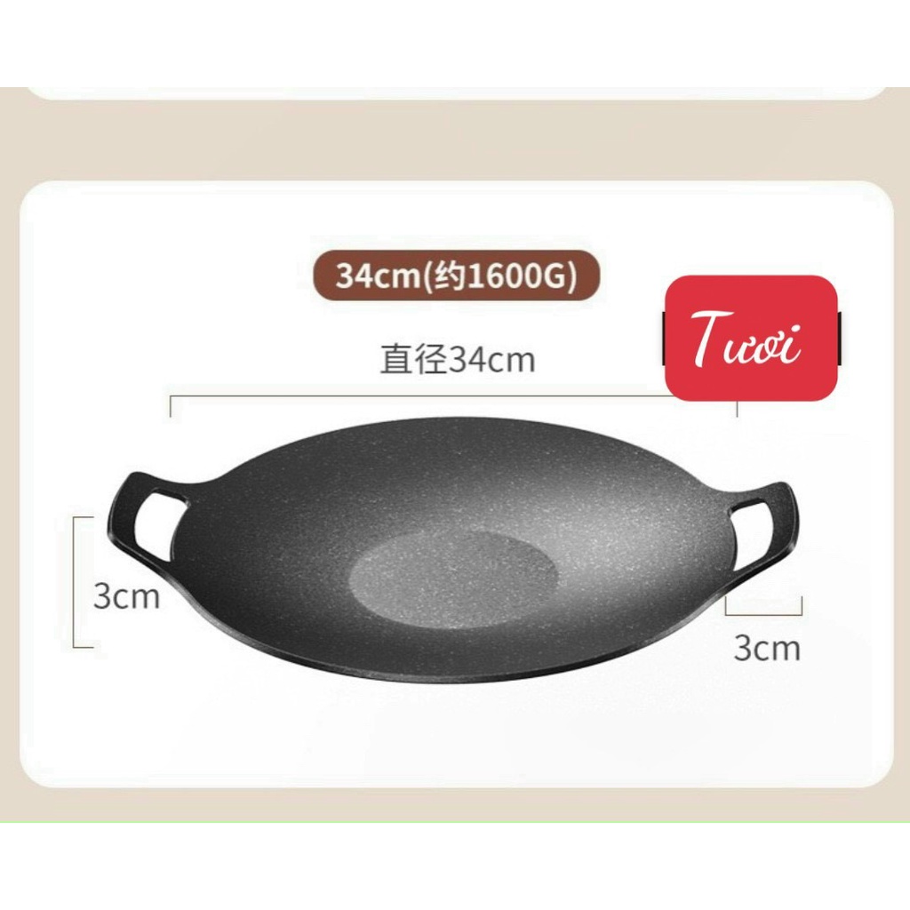 CHẢO ĐÁ CHỐNG DÍNH MẪU MỚI SIDE 34 CM KO CẦN DẦU DÙNG ĐỂ CHIÊN NƯỚNG HIỆU QUẢ.HQ.TD