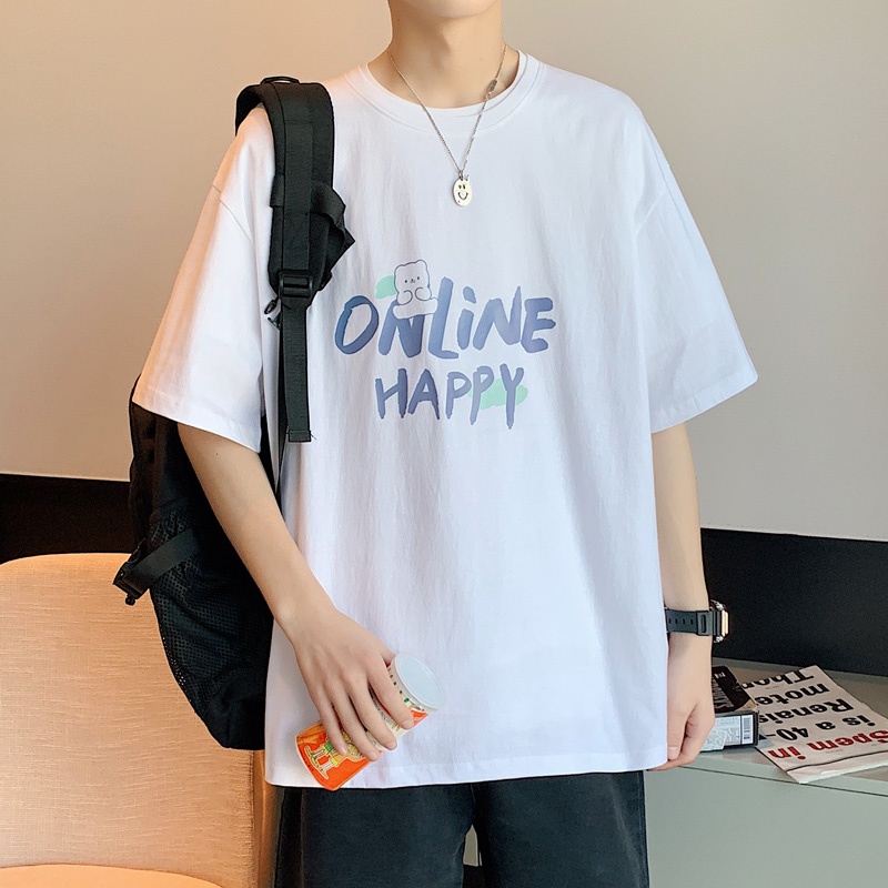 Áo Thun Tay Lỡ HappyFamily Form Rộng Trẻ Trung ONLINE HAPPY Chất vải cotton 100 cao cấp