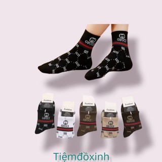 Tất cao cổ kim tuyến chữ, vớ đeo chân chất cotton dày dặn phong cách Hàn Quốc dành cho nam nữ