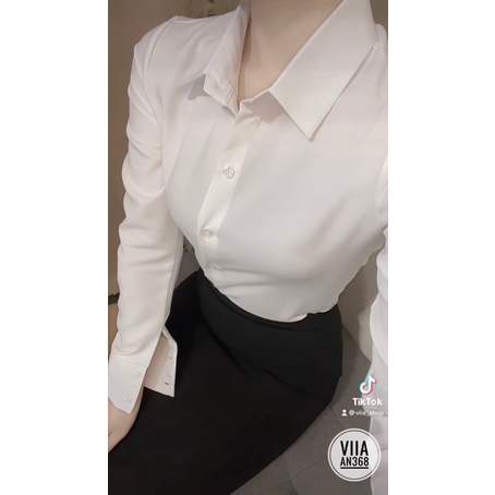 (NEW) Sơ mi Trắng dài tay Chiết eo AN368 VIIA DESIGN