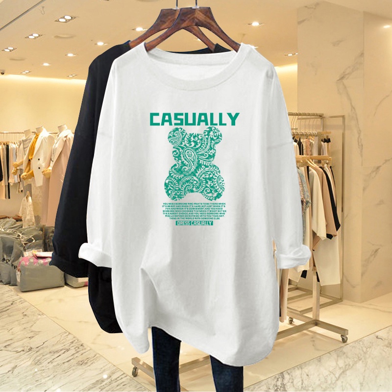 Áo Tay Dài Nữ HappyFamily Graphic Gấu Xinh Xắn Đáng Yêu CASUALLY Chất Cotton 100 Cao Cấp
