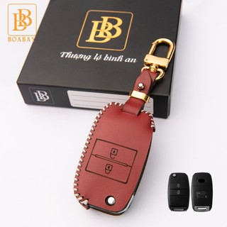 Bao Da Chìa Khóa ô tô KIA Morning, Soluto ( điện gập 2 nút) Da Thật, Giá tận Xưởng, Bảo hành 2 năm, màu thật như ảnh.