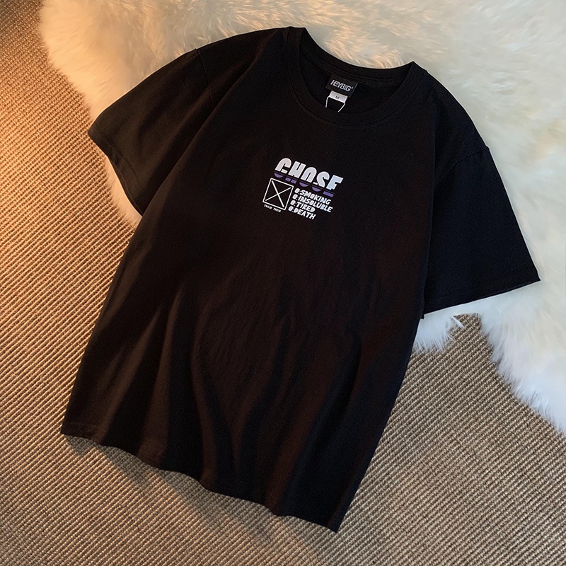 Áo Thun Tee Nam Tay Lỡ HappyFamily Form Rộng Trẻ Trung In Chữ CHOSE Cotton 100 Cao Cấp