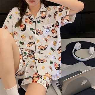 Bộ Đồ Ngủ Tay Ngắn In Hoạt Hình shin chan Phong Cách Nhật Bản Thời Trang Mùa Hè Cho Nữ