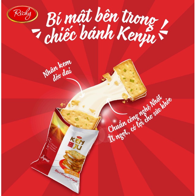 [TẶNG QUẠT ĐƠN 180K]  Bánh quy Richy KenJu giòn kem dẻo hương vị Nhật