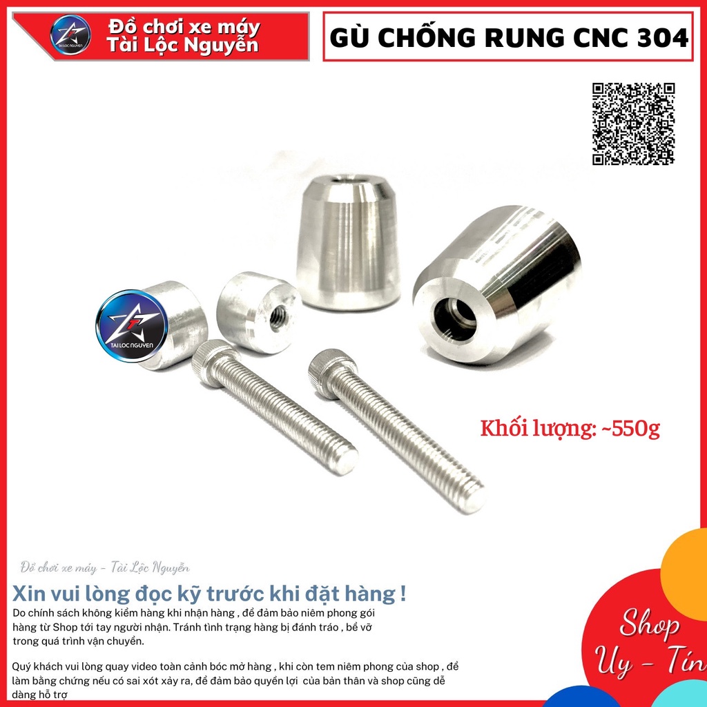 GÙ INOX CNC 304 GẮN TAY LÁI XE MÁY CHỐNG RUNG 350g - 550g | Shopee Việt Nam