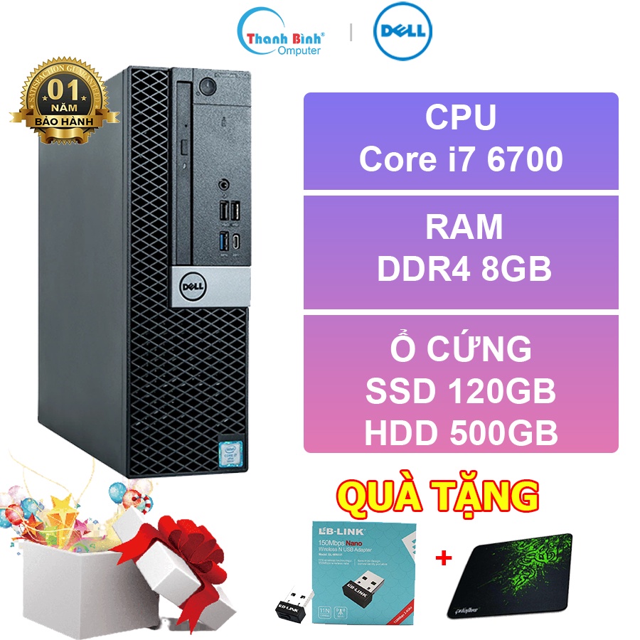 Máy Tính Đồng Bộ Dell 💟ThanhBinhPC💟 Dell Optiplex 7050 SFF ( CPU Core i7  6700- RAM 8GB-SSD 120GB- HDD 500G ) - BH 12T. | Shopee Việt Nam