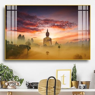 Tranh Treo Tường Phật Giáo - Đức Phật Và Bầu Trời - Tranh Treo Phòng Thờ Laminate Tráng Gương