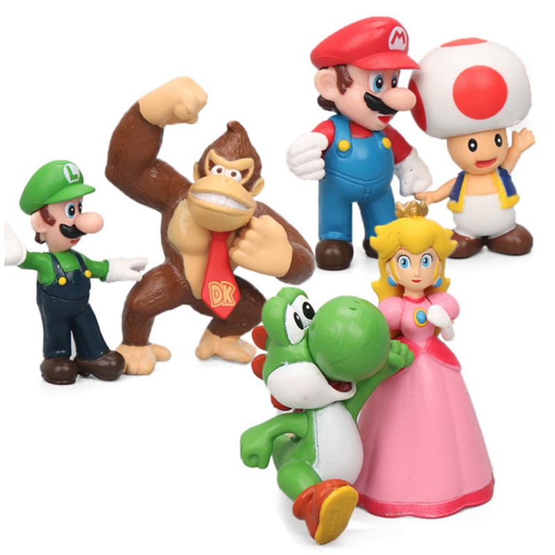 6 Chiếc Super Mario Bros.4 Series Trò Chơi Nhân Vật Hành Động Búp Bê Đồ Chơi Bánh Topper Xmas