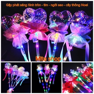 Gậy phát sáng - gậy phép thuật đèn led quả cầu pha lê, ngôi sao, trái tim - đồ chơi noel, trung thu cho bé