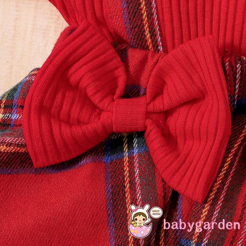 Bộ Áo Liền Quần Tay Dài Cổ Tròn Dáng Rộng Cài Khuy + Băng Đô Cài Tóc Họa Tiết Caro Dễ Thương Cho Bé Gái 0-18 Tháng Tuổi