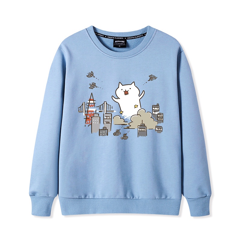 Áo sweater nữ HappyFamily In hình chú mèo bự ngộ nghĩnh phá phách chất cotton 100 cao cấp
