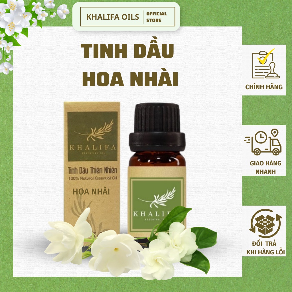 Tinh Dầu Hoa Nhài Nguyên Chất  Khalifa 50ml Tốt Cho Da Giảm Stress Khử Mùi Chống Say Xe Hàng Chính Hãng