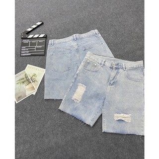 Quần Short Jeans Ống Rộng Xé Rách Năng Động, Quần Bò Lửng Thời Trang Unisex, Đùi Ngắn Style Hàn Quốc(kèm ảnh Thật)