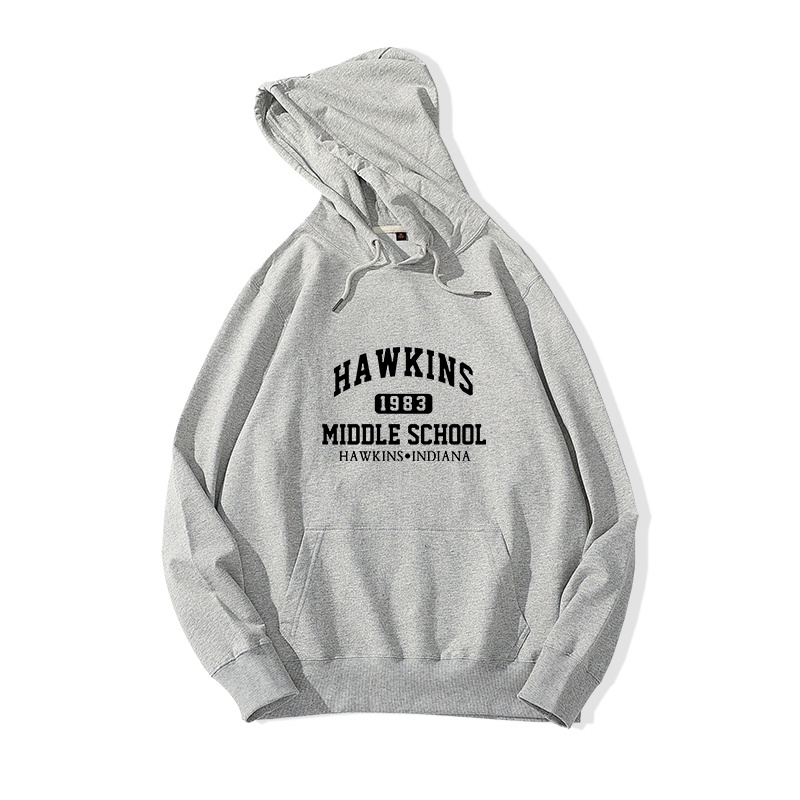 Áo Hoodie Nam HappyFamily Form Rộng In Chữ Hawkins 1983 Middle School Chất Nỉ Da Cá 100 Cao Cấp