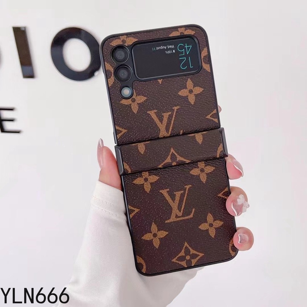 Ốp Điện Thoại Gấp Da PU Sang Trọng Thời Trang Cho Samsung Galaxy Z Flip 7 7FE 6 5 4 3 Cho Z Flip7 Classic Thiết Kế Bao Gồm Tất Cả Ốp Điện Thoại Chống Sốc
