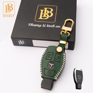 Bao Da Chìa Khóa Ô TÔ MERCEDES Benz khoá nhỏ Da Bò thật hàng cao cấp Bảo hành 2 năm khắc tên và số điện thoại chủ xe
