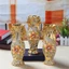 Lọ hoa LOVIVER có tay cầm thiết kế họa tiết tân cổ điển tráng men màu sắc xinh đẹp Bình lọ hoa sang trọng màu vàng nhám hoa văn decor nhà cửa