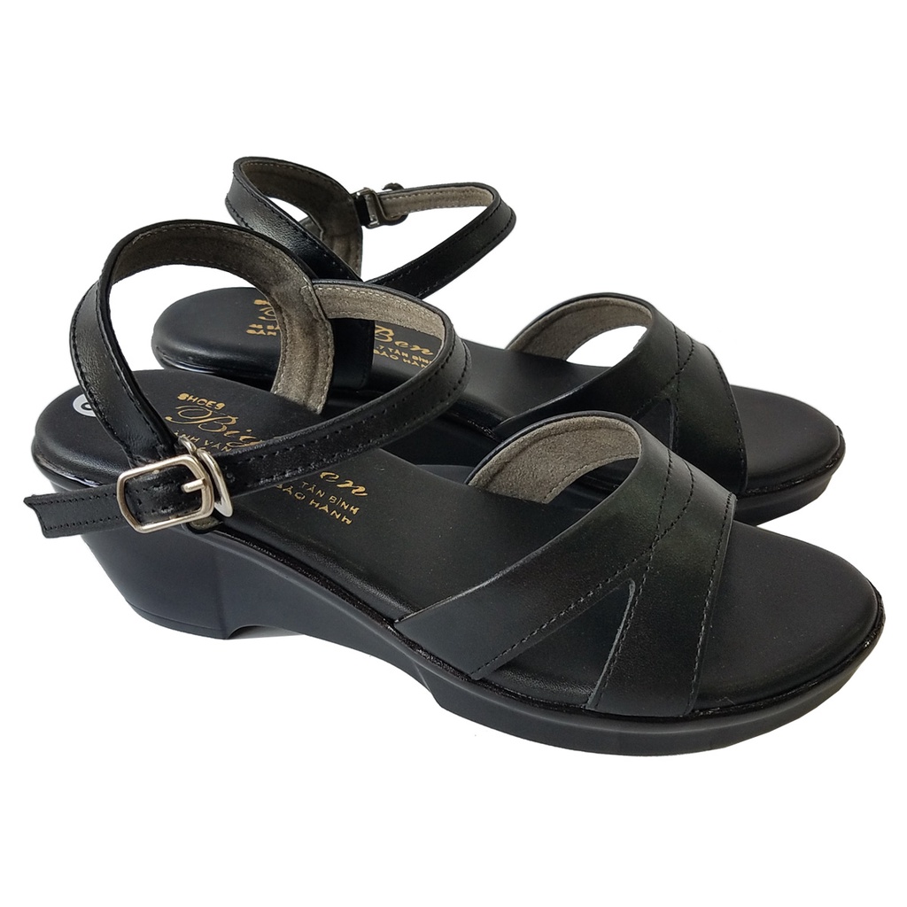 Giày Sandal Đế Xuồng BIGGBEN Da Bò Thật Cao 5 Phân HKD474