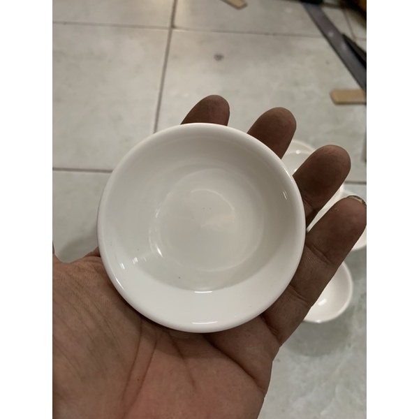 lốc 10 Chén Sứ Nhỏ Tráng Men Trắng Đựng Nước Chấm , Muối Tiêu Kích Thước Miệng 7,5cm Cao 2cm