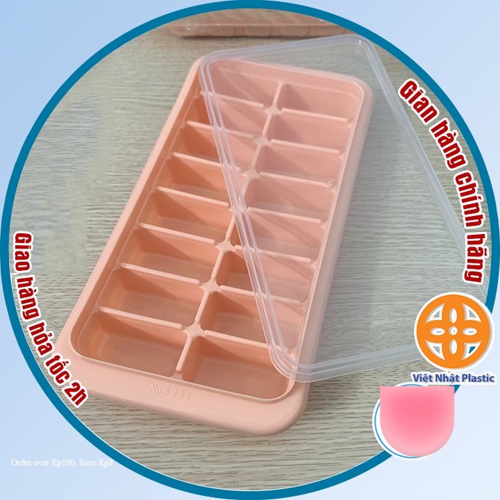 Khay đá, khuôn thạch 16 viên có nắp (MS:6934) Việt Nhật - Khay chia đồ ăn dặm cho bé -Buôn rẻ 01287