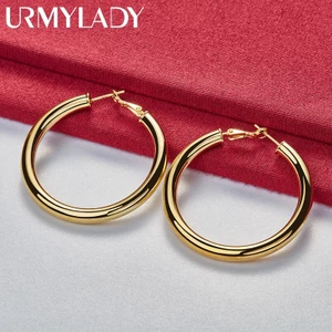 URMYLADY Vòng Tròn Mịn 50 Mm Vòng Bông Tai Vàng 24K Dành Cho Nữ Quyến Rũ Đám Cưới Đính Hôn Thời Trang Trang Trang Sức
