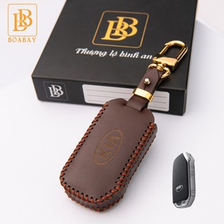 Bao Da Chìa Khóa Ô Tô KIA Cerato 2019 - 2021 (Chìa cạnh 3 nút) Da Bò thật hàng cao cấp bảo hành 2 năm về da