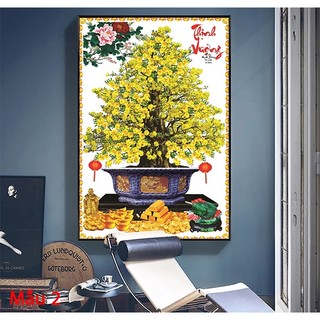 Tranh Treo Tường Cây Mai Vàng - Tranh Treo Phòng Khách Laminate Tráng Gương