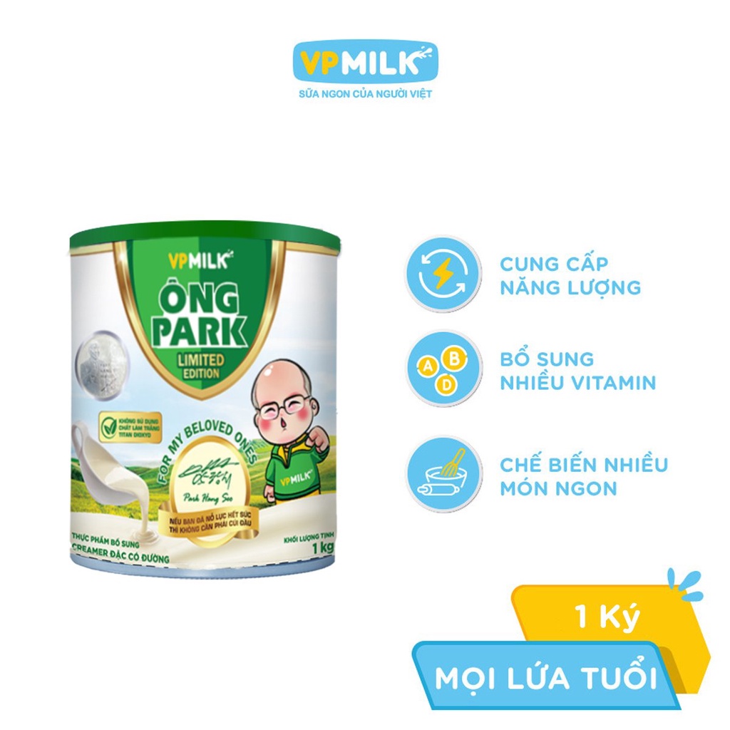 Hộp Creamer đặc Có đường Vpmilk ông Park 390g 1kg 