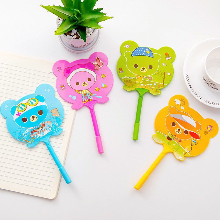 (2 cây) BÚT BI HÌNH QUẠT SIÊU DỄ THƯƠNG - mực XANH (Đồ Dùng Dạy Học Miki)