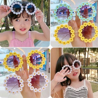 Mới Trẻ Em Hoa Kính Mát Tròn Kính Mát Cô Gái Ngoài Trời Kính Chống Nắng Đi Biển Nắng Xu Hướng Thời Trang Phụ Kiện