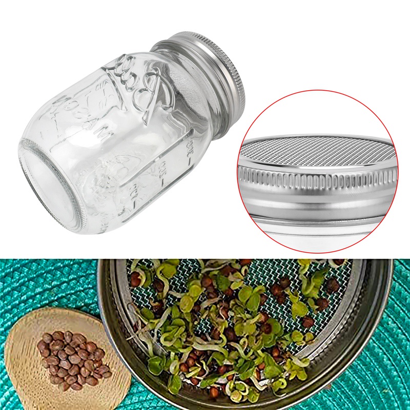 Lọ nảy mầm có nắp màn hình bằng thép không gỉ Quart Mason Sprouter