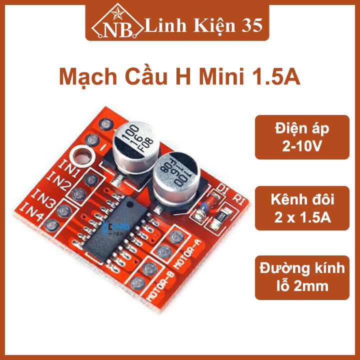 Mạch Cầu H Mini 1.5A điều khiển cùng lúc 2 động cơ DC theo 2 chiều quay ...