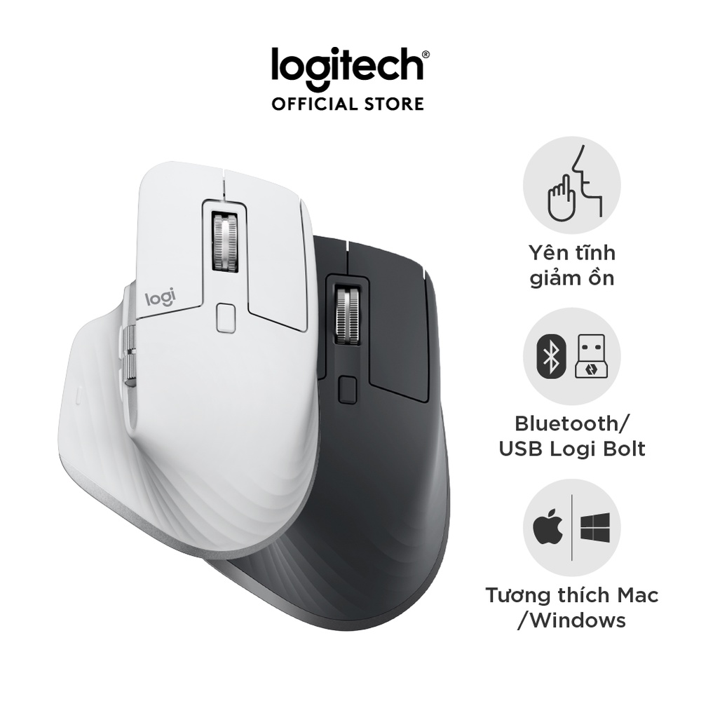 Chuột không dây Bluetooth Logitech MX Master 3s – Yên tĩnh, 8K DPI, Cuộn siêu nhanh, sạc USB-C, Win | Mac