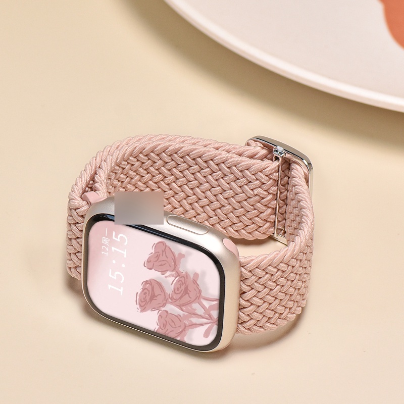 Vòng Solo bện cho AW Watch 46MM Band Se3 11 10 8 Ultra 7 6 5 4 3 2 1 40mm 44mm Dây đeo vòng tay đàn hồi trên Smart Series 49MM 38mm 42mm 41mm 45mm Phụ kiện