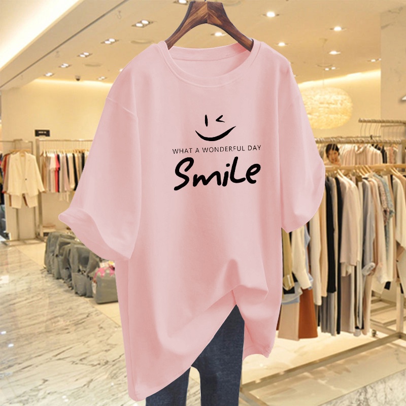Áo Thun Tay Lỡ Nữ HappyFamily Họa Tiết Mặt Cười Smile What a wonderful day Chất Cotton 100 Cao Cấp