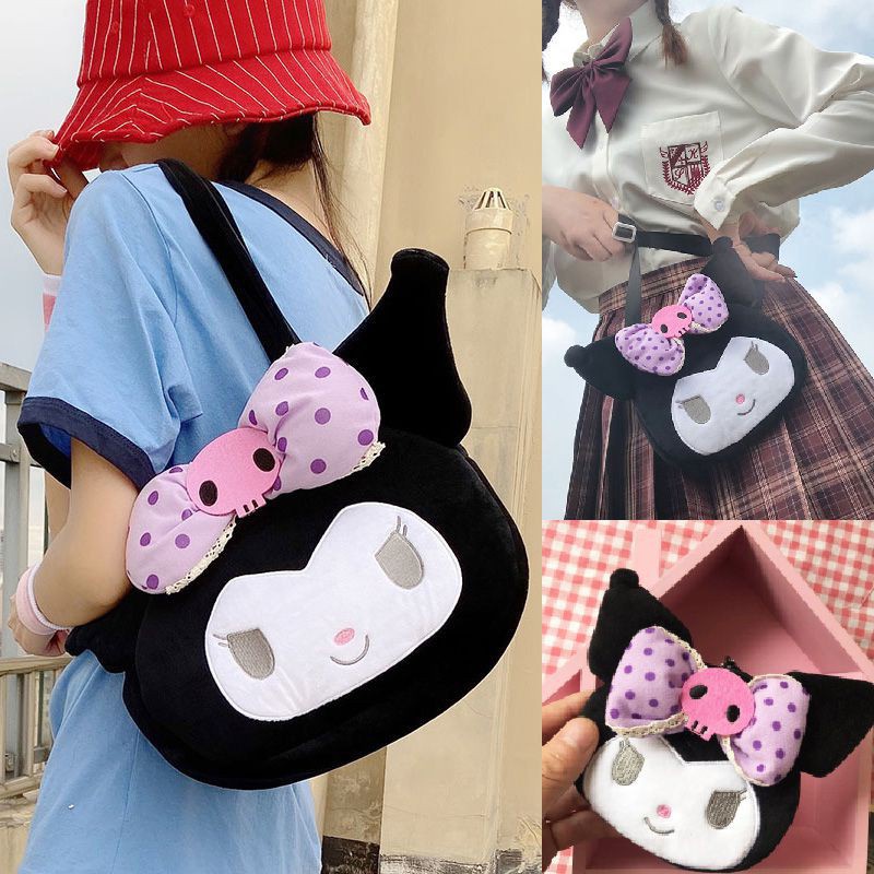 Dễ Thương Kuromi Sang Trọng Túi Xách Nữ Bé Gái Kawaii Túi Đeo Vai Mini Mềm Ví Đựng Tiền Xu