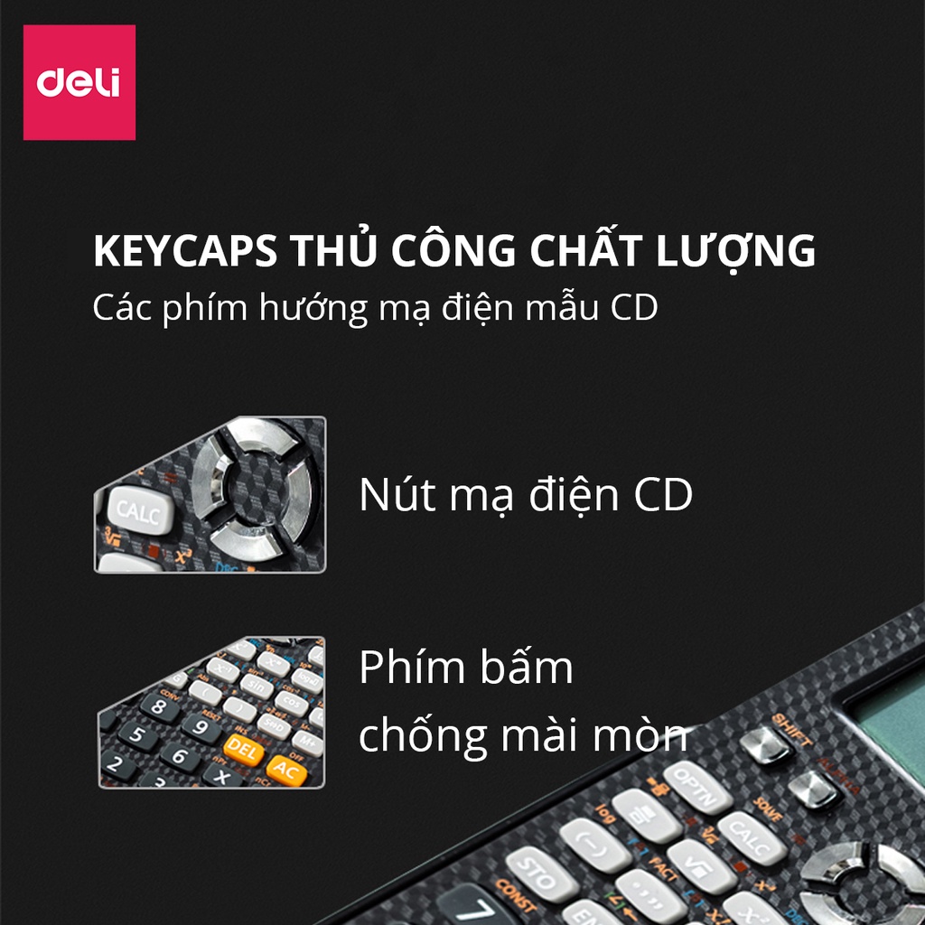 Máy tính khoa học Deli Máy tính học sinh cấp 2 3 chuyên dụng cho thi chuyển cấp và đại học